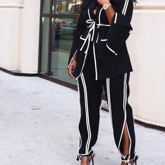 HIGH waist pants set Black and white size small. - Picture 1 of 3